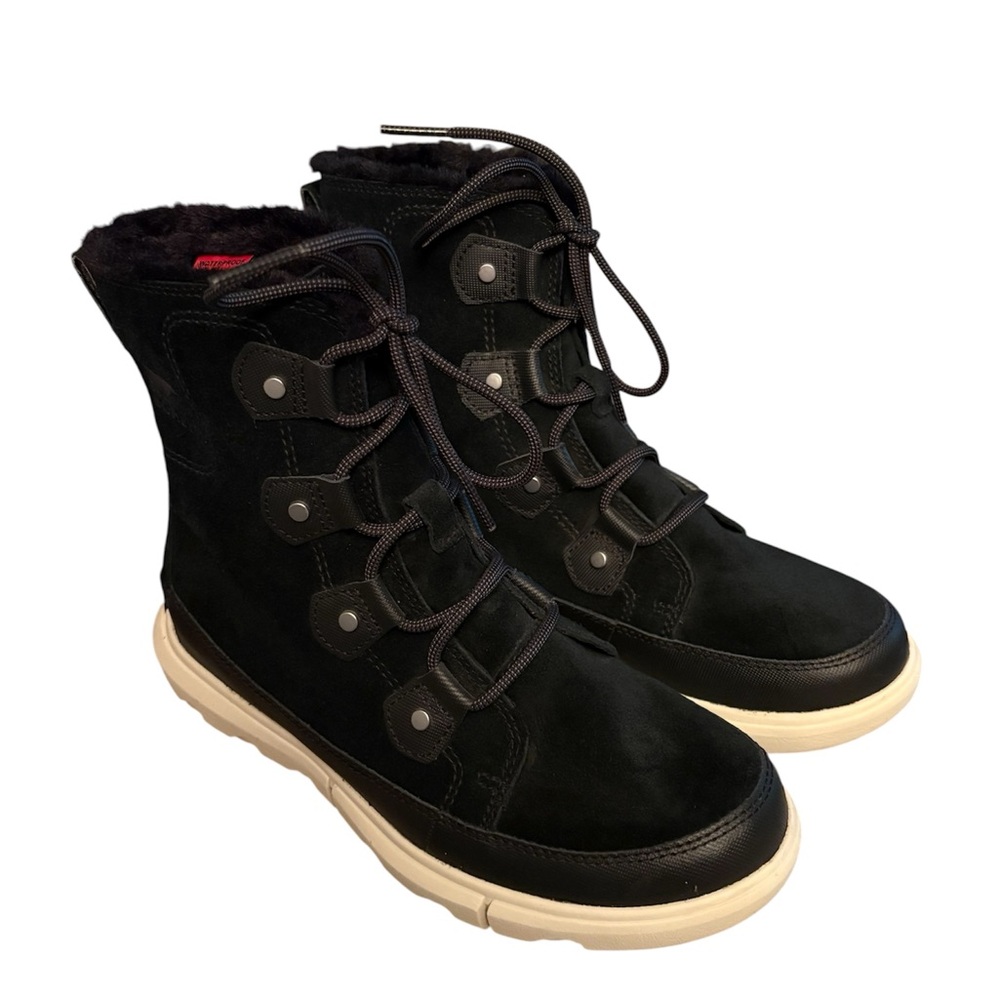 Sorel Explorer III Joan Waterproof Leather Winter Snow Boots Black